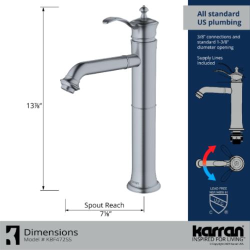 Vineyard Solid Brass Stainless Steel Bathroom Faucet 4