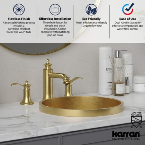 Vineyard Solid Brass Brushed Gold Bathroom Faucet 5