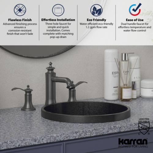 Vineyard Solid Brass Gunmetal Grey Bathroom Faucet 5