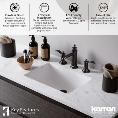 Vineyard Solid Brass Matte Black Bathroom Faucet 5