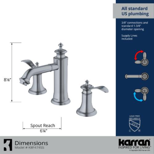 Vineyard Solid Brass Stainless Steel Bathroom Faucet 3