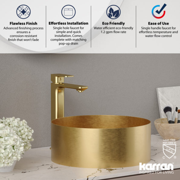 Venda Solid Brass Brushed Gold Bathroom Faucet 5