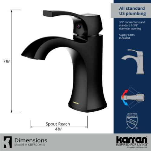 Randburg Solid Brass Matte Black Bathroom Faucet 4
