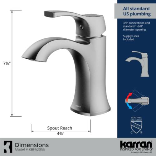 Randburg Solid Brass Stainless Steel Bathroom Faucet 4
