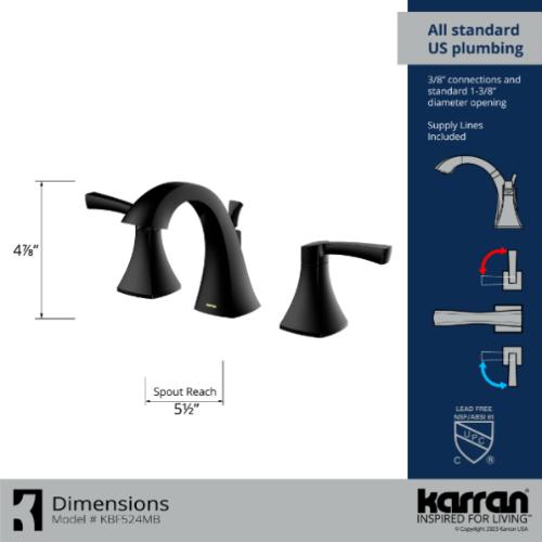 Randburg Solid Brass Matte Black Bathroom Faucet 4