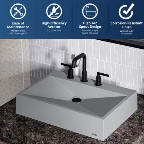 Gillingham Solid Brass Matte Black Bathroom Faucet 3