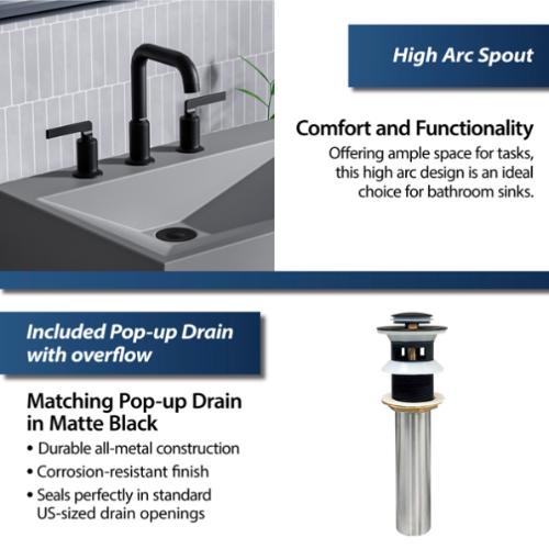 Gillingham Solid Brass Matte Black Bathroom Faucet 4