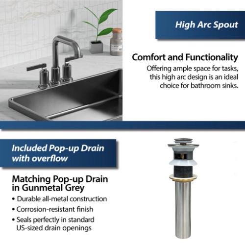 Gillingham Solid Brass Gunmetal Grey Bathroom Faucet 4