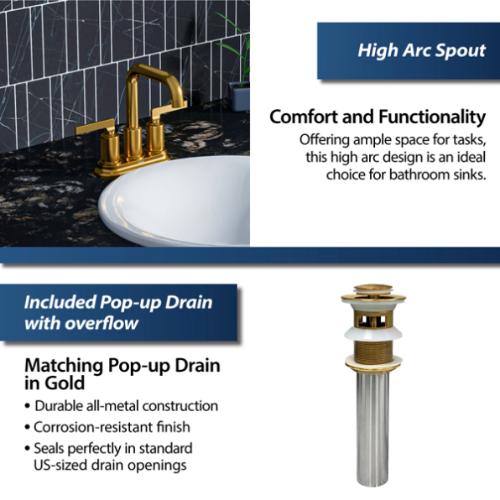 Gillingham Solid Brass Gold Bathroom Faucet 4