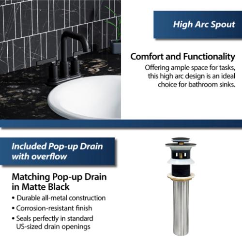 Gillingham Solid Brass Matte Black Bathroom Faucet 4