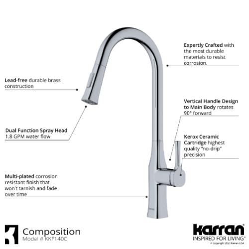 Standerton Solid Brass Chrome Kitchen Faucet 3