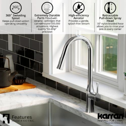 Standerton Solid Brass Chrome Kitchen Faucet 4