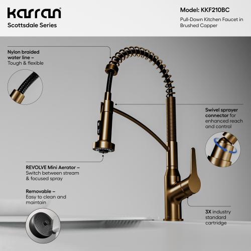Scottsdale Solid Brass Brushed Copper Kitchen Faucet 3