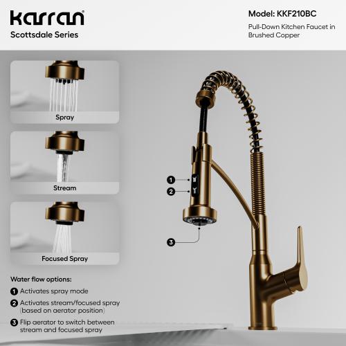Scottsdale Solid Brass Brushed Copper Kitchen Faucet 4
