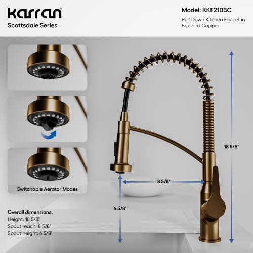 Scottsdale Solid Brass Brushed Copper Kitchen Faucet 5