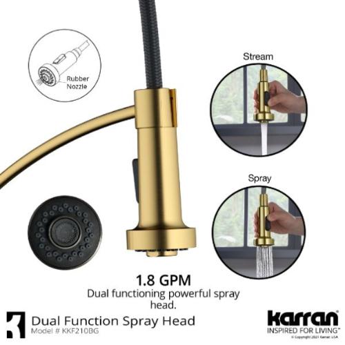 Scottsdale Solid Brass Brushed Gold Kitchen Faucet 5