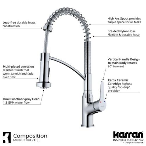 Scottsdale Solid Brass Chrome Kitchen Faucet 3