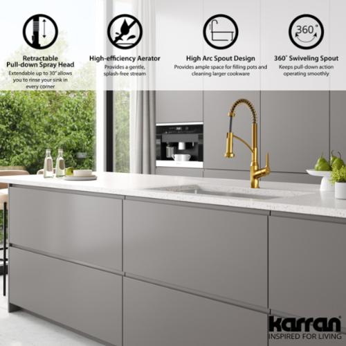 Scottsdale Solid Brass Gold Kitchen Faucet 4
