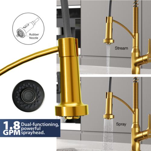 Scottsdale Solid Brass Gold Kitchen Faucet 5