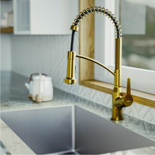 Scottsdale Solid Brass Gold Kitchen Faucet 7