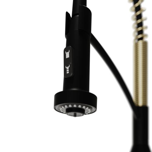 Scottsdale Solid Brass Matte Black and Spot Free Brushed Gold Kitchen Faucet 6