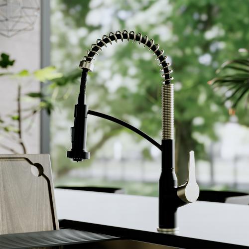 Scottsdale Solid Brass Matte Black and Spot Free Champagne Bronze Kitchen Faucet 2