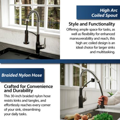 Scottsdale Solid Brass Matte Black and Stainless Steel Kitchen Faucet 4
