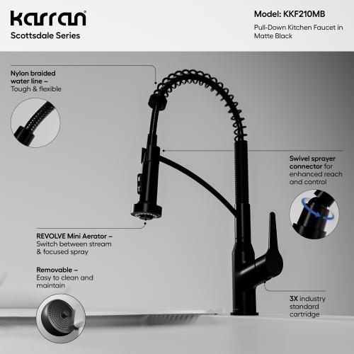 Scottsdale Solid Brass Matte Black Kitchen Faucet 3