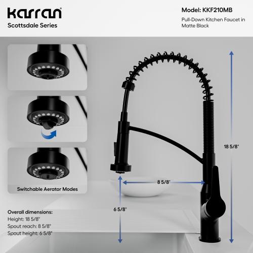 Scottsdale Solid Brass Matte Black Kitchen Faucet 5