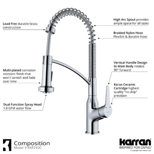 Scottsdale Solid Brass Chrome Kitchen Faucet 3