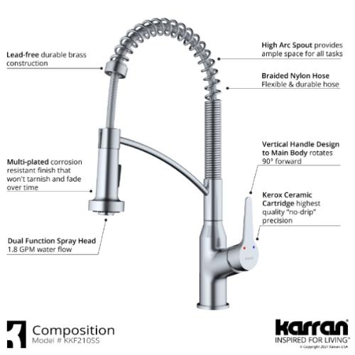 Scottsdale Solid Brass Stainless Steel Kitchen Faucet 3