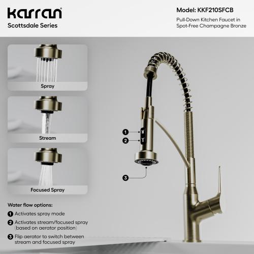 Scottsdale Solid Brass Spot Free Champagne Bronze Kitchen Faucet 4