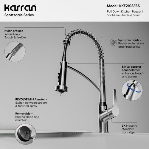 Scottsdale Solid Brass Spot Free Stainless Steel Kitchen Faucet 3