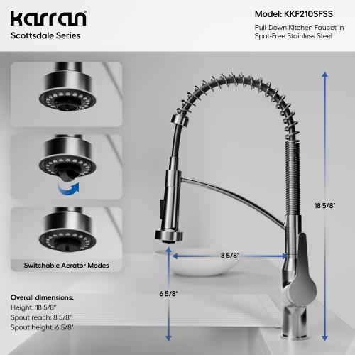 Scottsdale Solid Brass Spot Free Stainless Steel Kitchen Faucet 5