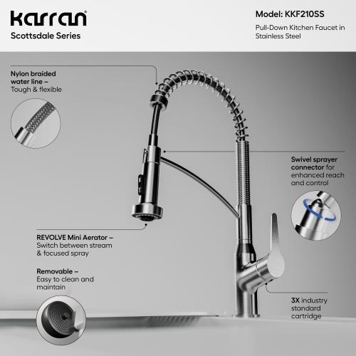 Scottsdale Solid Brass Stainless Steel Kitchen Faucet 3