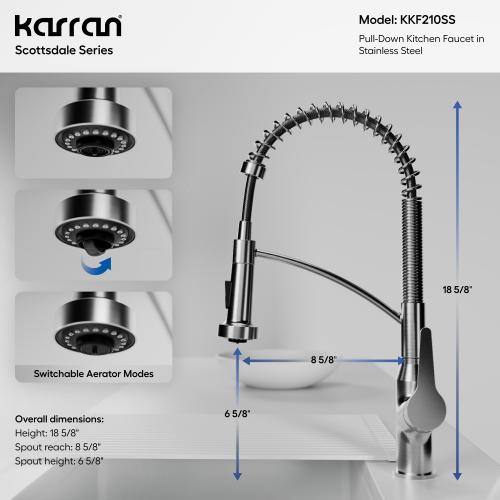 Scottsdale Solid Brass Stainless Steel Kitchen Faucet 5