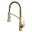 Alston Brushed Gold Solid Brass Pull Down Kitchen Faucet - Single Handle / One Hole with Matching Soap Dispenser