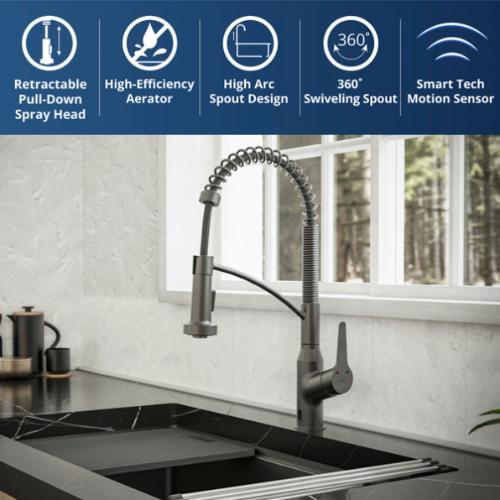 Alston Solid Brass Gunmetal Grey Kitchen Faucet 2