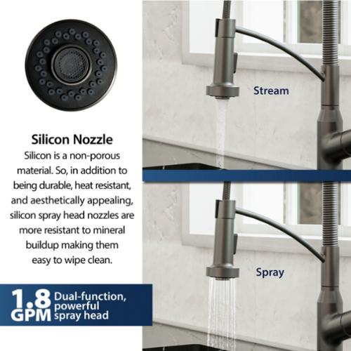 Alston Solid Brass Gunmetal Grey Kitchen Faucet 6