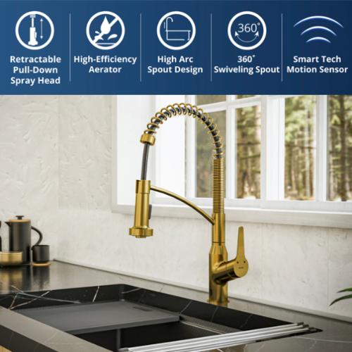 Alston Solid Brass Gold Kitchen Faucet 2