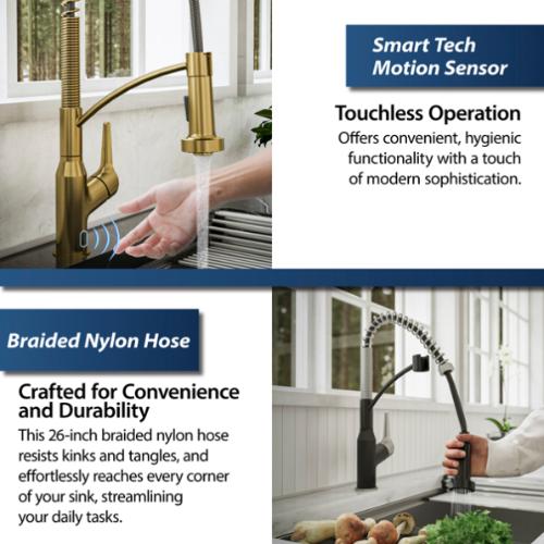 Alston Solid Brass Gold Kitchen Faucet 4