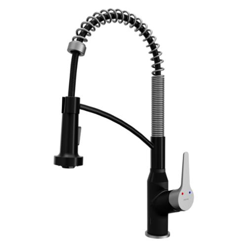 Alston Solid Brass Matte Black and Stainless Steel Kitchen Faucet 1