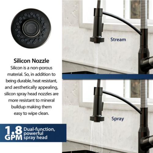 Alston Solid Brass Matte Black and Stainless Steel Kitchen Faucet 6