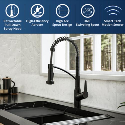 Alston Solid Brass Matte Black Kitchen Faucet 2