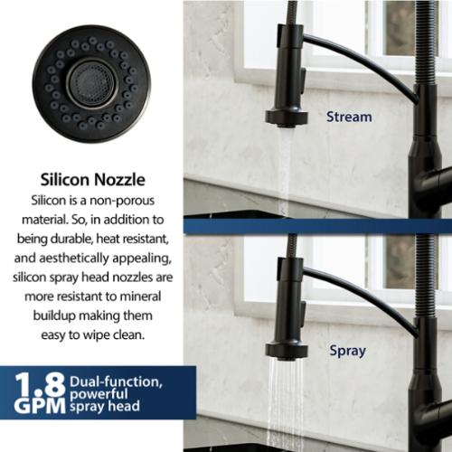 Alston Solid Brass Matte Black Kitchen Faucet 5