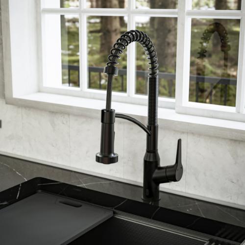 Alston Solid Brass Matte Black Kitchen Faucet 6