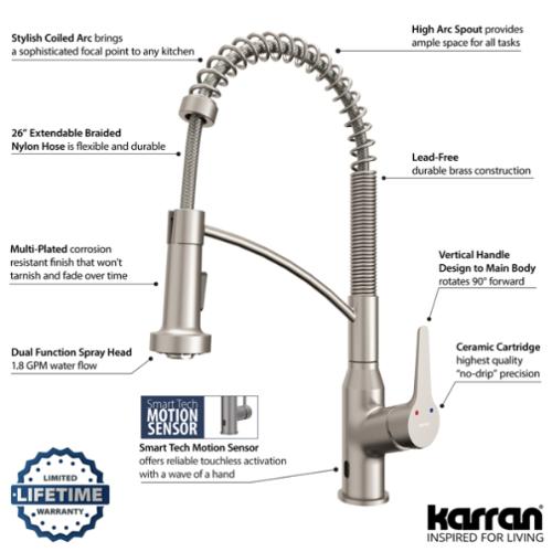 Alston Solid Brass Stainless Steel Kitchen Faucet 5