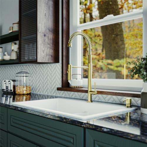 Bluffton Solid Brass Brushed Gold Kitchen Faucet 7