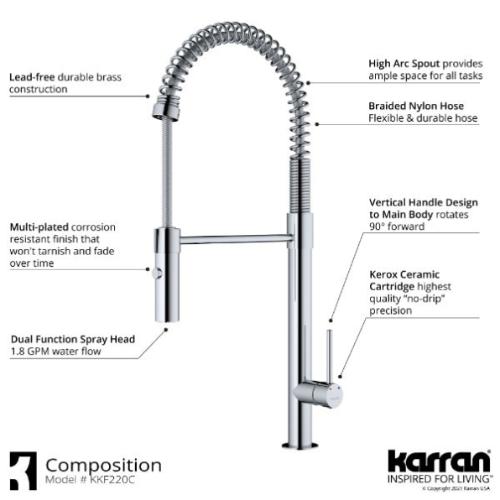Bluffton Solid Brass Chrome Kitchen Faucet 3