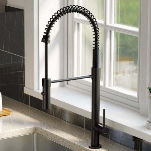 Bluffton Solid Brass Matte Black Kitchen Faucet 2